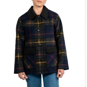 New PENDLETON Women's Wool Blend Barn Coat Size Small Blue Plaid NWT